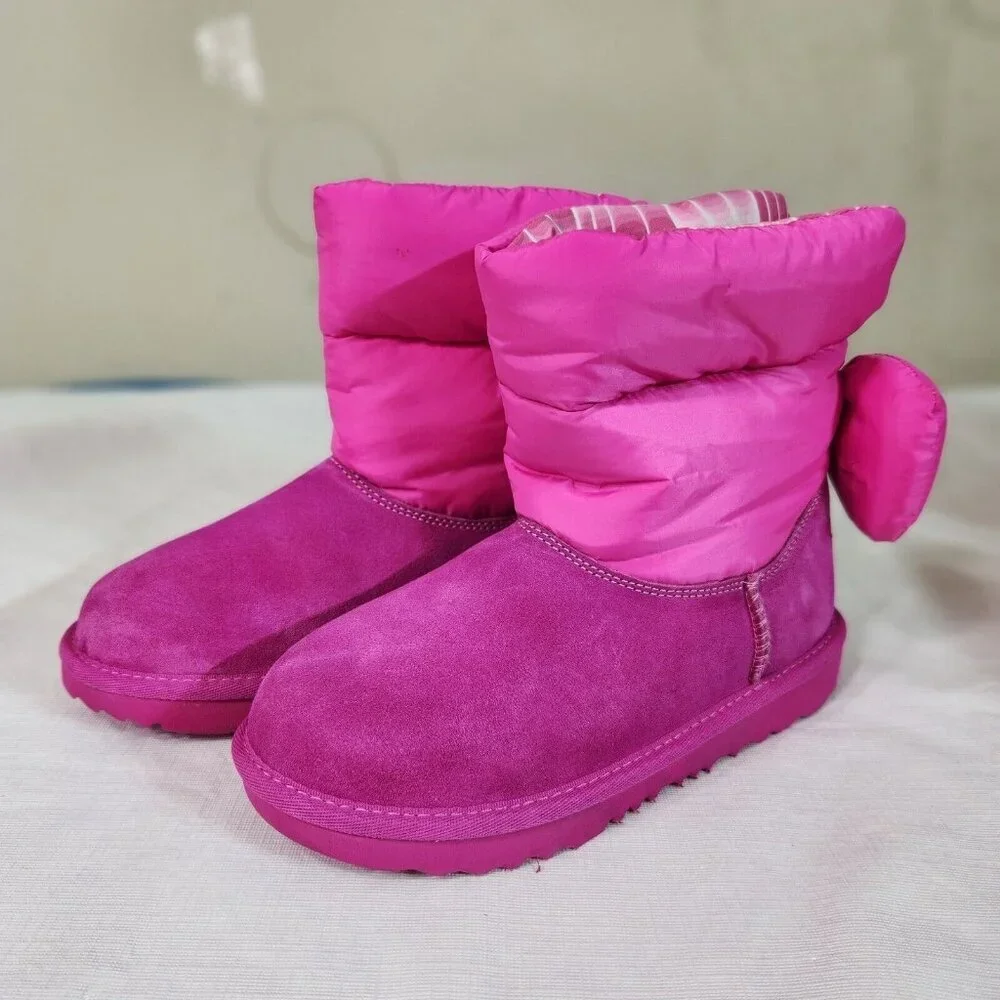 Ugg Kids Bailey Bow Maxi Wavelength Boots Pink NWOB Size 5